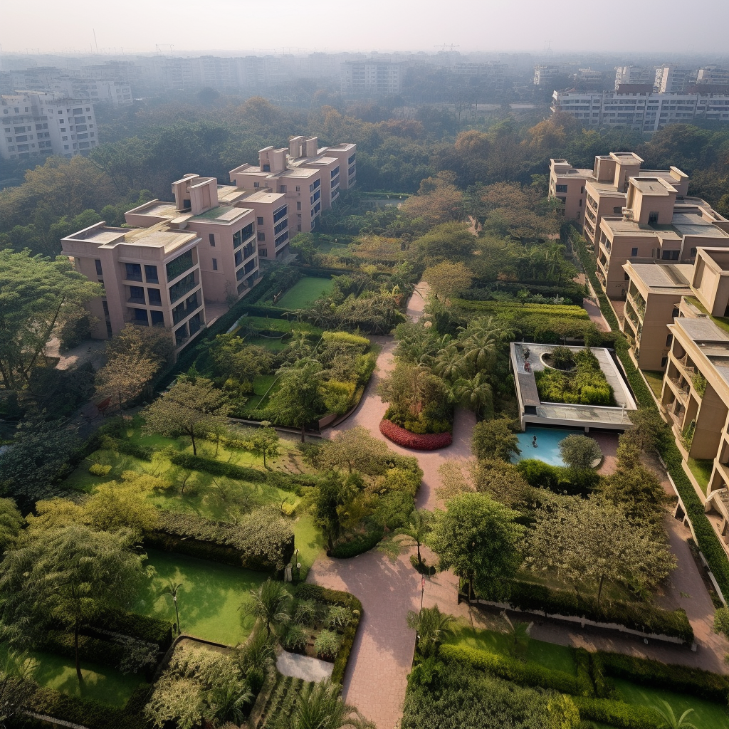 aerial view of Jor Bagh