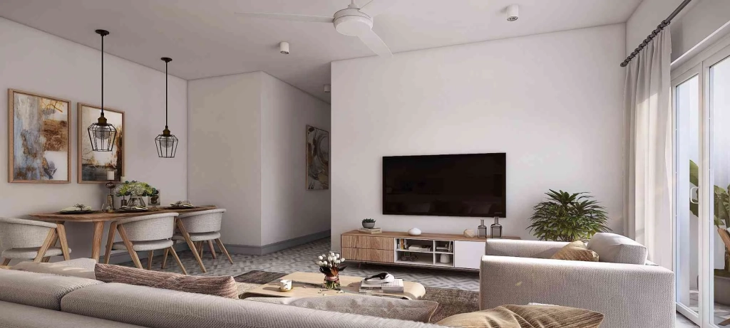61448dee1bdcd6fb695f7e38 Apartment in Calangute Goa Living and Dining